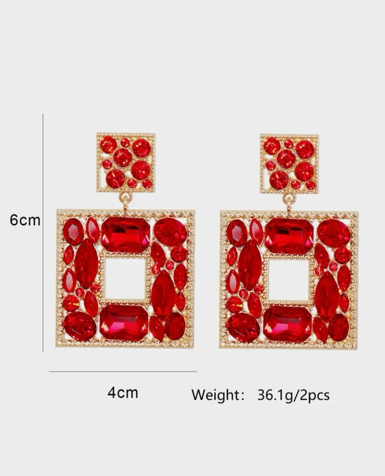 Rhinestone Red Drop Earrings