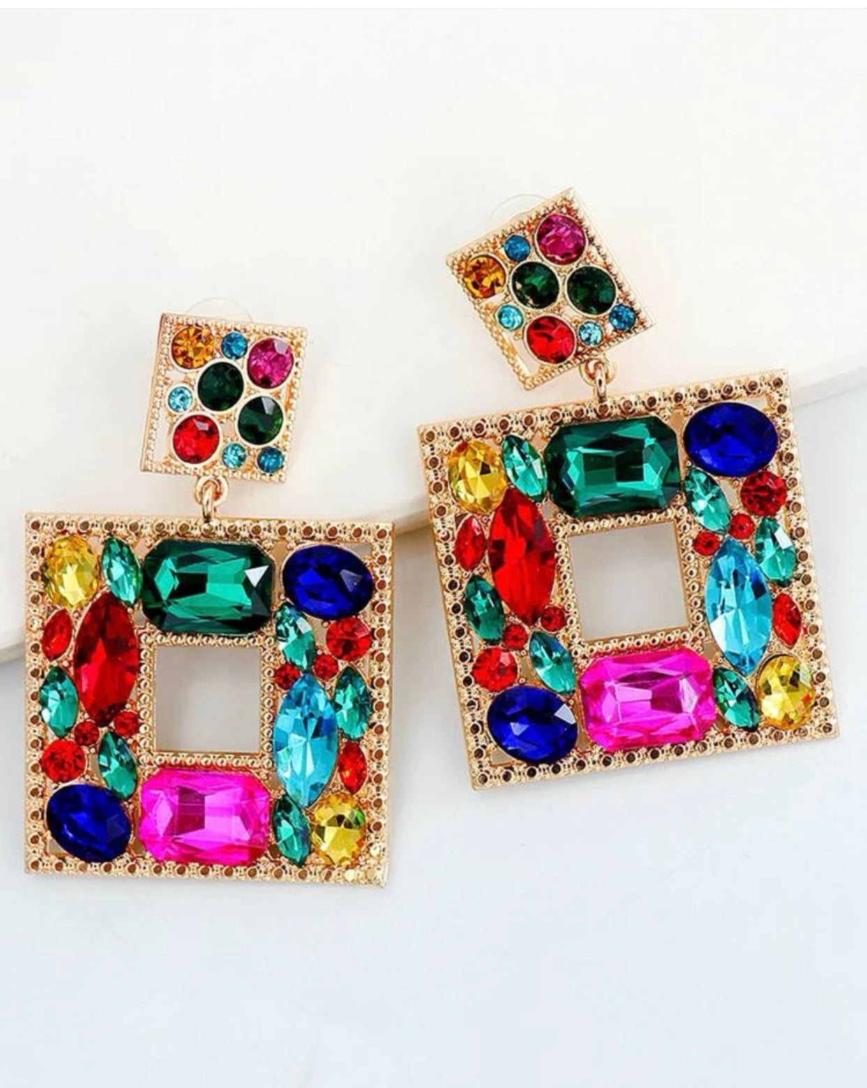 Rhinestone Multicolor Drop Earrings