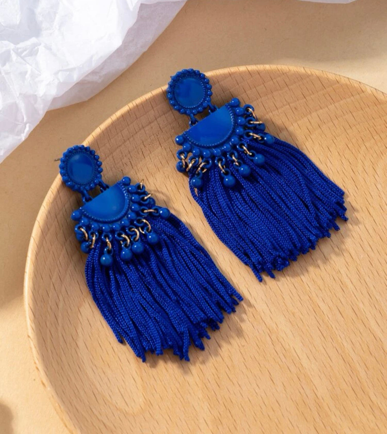 Tassel Bead Drop Earrings