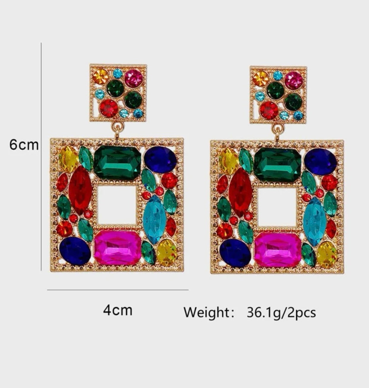 Rhinestone Multicolor Drop Earrings